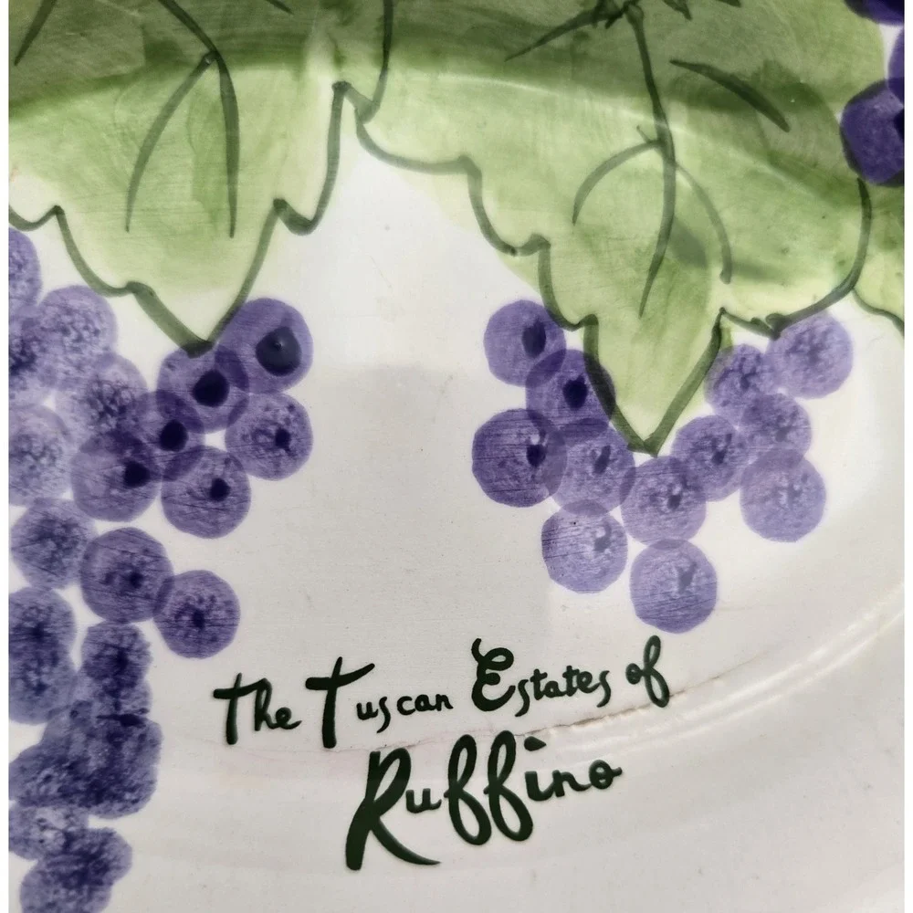 Vintage Olive Oil Ceramic‎ Plate Of The Tuscan Estates Of Ruffino Grape Vines...